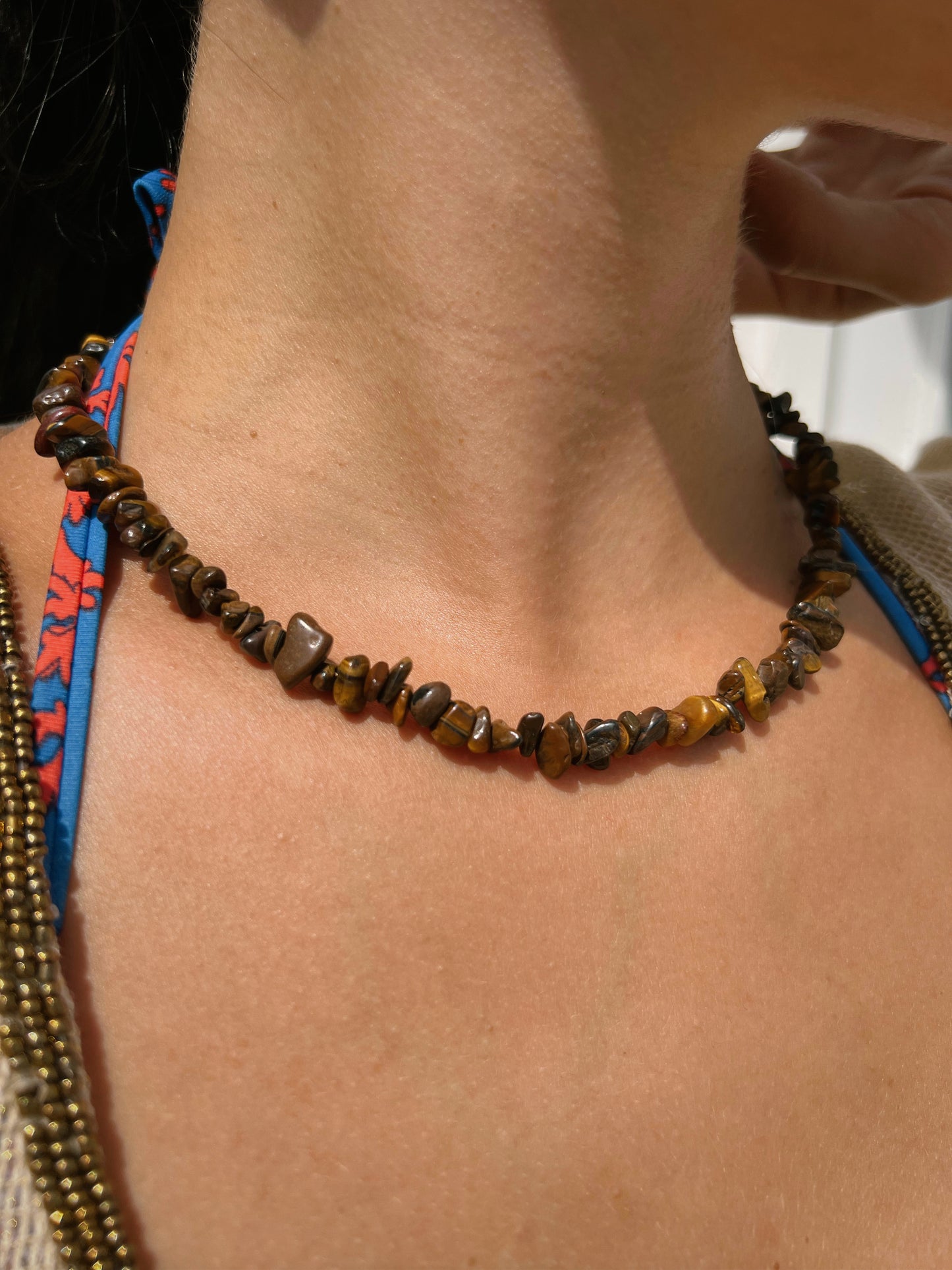 Collier en œil de tigre  - pierre de confiance et de protection.