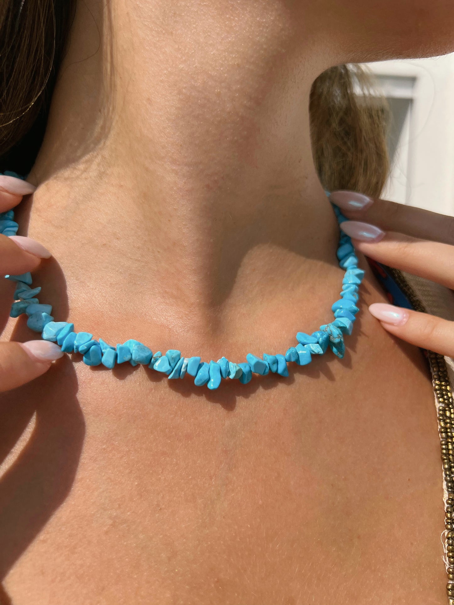 Collier en turquoise bleu - pierre de protection et de communication.