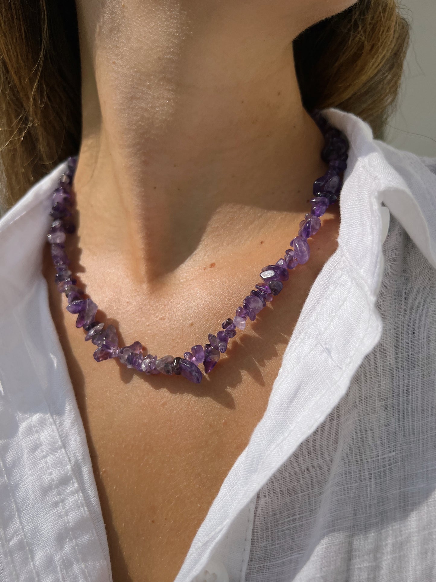 Collier en améthyste - pierre violette de sérénité et d'intuition.